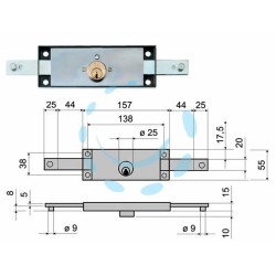Ferramenta1.com | Serratura serranda centrale cilindro fisso tondo 641 - PZ 1