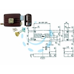 Ferramenta1.com | Serratura da portoncino c/ pom. int. caten. e scr. cil. stacc. 401/402 - PZ 1