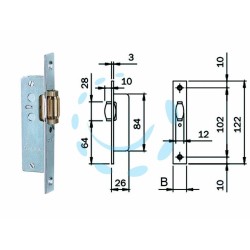 Ferramenta1.com | Serratura infilare montanti solo rullo 764 - PZ 10