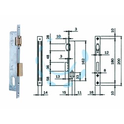 Ferramenta1.com | Serratura da infilare per montanti catenaccio e rullo 752 - PZ 10