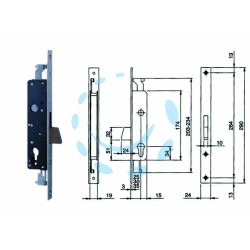 Ferramenta1.com | Serratura triplice infilare per montanti e persiane solo caten. 783 - PZ 1