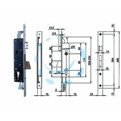Ferramenta1.com | Serratura triplice infilare per montanti e pers. c/quadro e scr. 783 - PZ 1