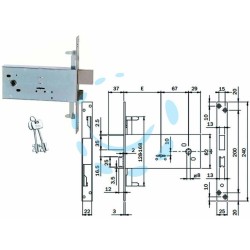 Ferramenta1.com | Serratura triplice da infilare doppia mappa per fasce mm.82 h 983 - PZ 10