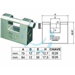 Ferramenta1.com | Lucchetto in acciaio rettangolare una bocca "clarus" - PZ 6