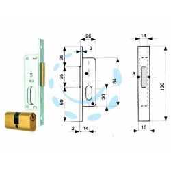 Ferramenta1.com | Serratura da infilare per montanti solo catenaccio con cilindro 906 - PZ 1