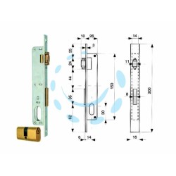 Ferramenta1.com | Serratura da infilare per montanti catenaccio e rullo con cilindro 913 - PZ 1