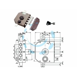 Ferramenta1.com | Serratura triplice da applicare con scrocco a pompa 30630 - PZ 1