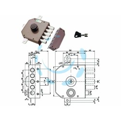 Ferramenta1.com | SERRATURA QUINTUPLICE APPLICARE S/SCROCCO CON POM...