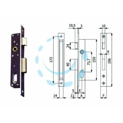 Ferramenta1.com | Serrature da infilare per montanti catenaccio e scrocco 350 - PZ 1
