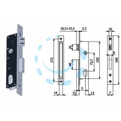 Ferramenta1.com | Serratura da infilare per montanti catenaccio e scrocco 530 - PZ 1