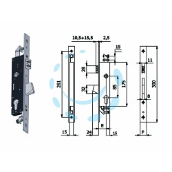 Ferramenta1.com | Serratura triplice infil. per montanti catenaccio e scrocco 1410s - PZ 1