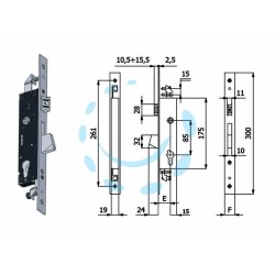 Ferramenta1.com | Serratura triplice infil. per montanti catenaccio e scrocco 1410 - PZ 1