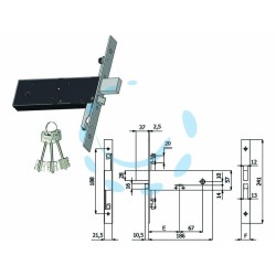 Ferramenta1.com | Serratura triplice infil. per fasce d/mappa cat. e scr. mm.57 h 5980 - PZ 1