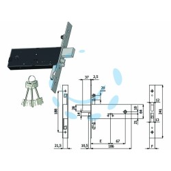 Ferramenta1.com | Elettroserratura tripl. infil. fasce d/m. cat. e scr. mm.64 h 5978 - PZ 1