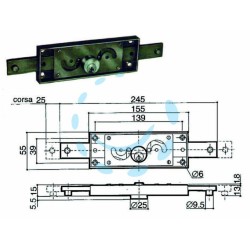 Ferramenta1.com | Serratura serranda centrale cilindro fisso tondo 6211 - PZ 1