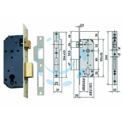 Ferramenta1.com | Serratura da infilare a cilindro 2 mandate 7435 - PZ 1