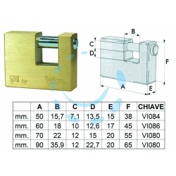 Ferramenta1.com | Lucchetto rettangolare in ottone "fai by viro" - PZ 6