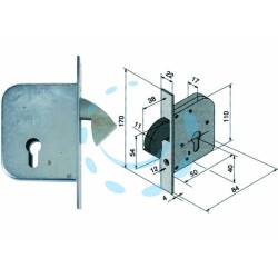 Ferramenta1.com | Serratura per porte e cancelli scorrevoli a gancio rientrante 068 - PZ 1