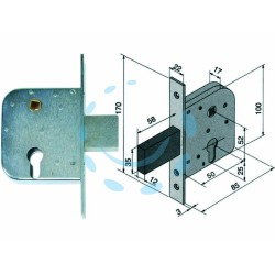 Ferramenta1.com | Serratura da infilare per cancelli con quadro catenaccio e scrocco 070 - PZ 1