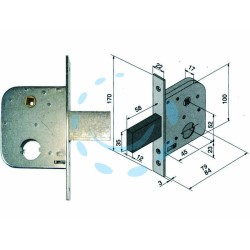 Ferramenta1.com | Serratura da infilare per cancelli con quadro catenaccio e scrocco 075 - PZ 1