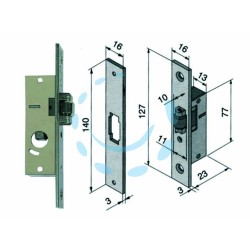 Ferramenta1.com | Serratura da infilare per montanti solo rullo 114 - PZ 1
