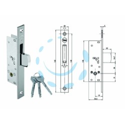 Ferramenta1.com | Serratura da infilare montanti caten. basculante chiave  a croce f58 - PZ 1