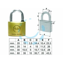 Ferramenta1.com | Lucchetto ottone ad arco normale 110 - PZ 18