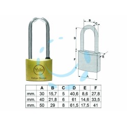 Ferramenta1.com | Lucchetto ottone ad arco lungo 113 - PZ 6
