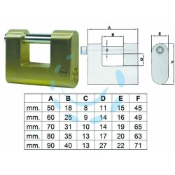 Ferramenta1.com | Lucchetto ottone rettangolare 114 - BL 6