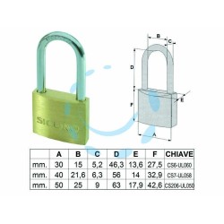 Ferramenta1.com | Lucchetto ottone arco lungo - PZ 12
