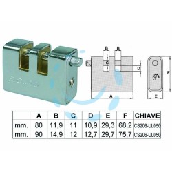 Ferramenta1.com | Lucchetto corazzato a due bocche - PZ 6