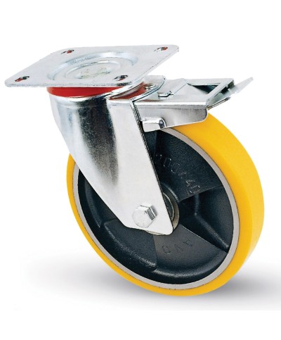 Ferramenta1.com | Ruota poliuretano d  80x20 mm 24/ant girev c/fre - PZ 1