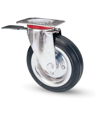 Ferramenta1.com | Ruota industriale d  80 gomma 80bis piastra gir fre - PZ 1