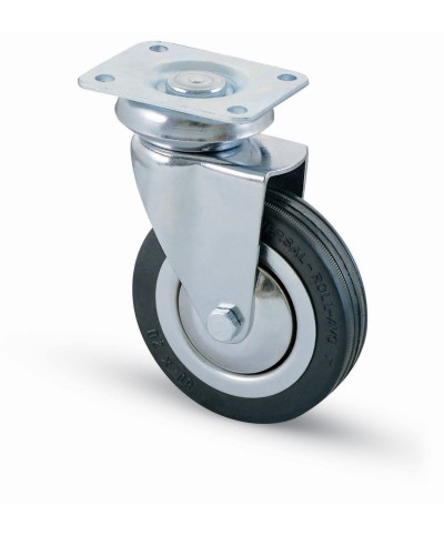 Ferramenta1.com | Ruota carrello d 100 mm gomma 155 piastra - PZ 1