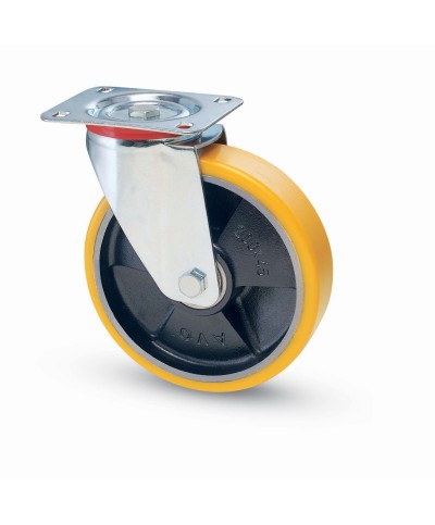 Ferramenta1.com | Ruota poliuretano d 125x25 mm 22 piastra girevole - PZ 1