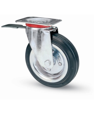 Ferramenta1.com | Ruota industriale d 200 gomma 80bis piastra gir fre - PZ 1