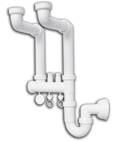 Ferramenta1.com | Sifone lavello a 2 vie invisibile - PZ 1