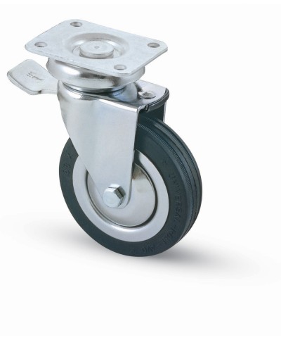 Ferramenta1.com | Ruota carrello d  80 mm 155/bis piastra c/freno - PZ 1