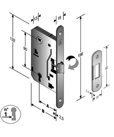 Ferramenta1.com | Patent b.bitter 8/90 scrocco centr bt e50 ott c/gac - PZ 5