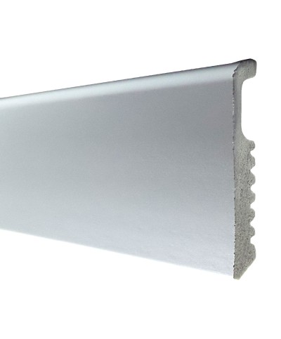 Ferramenta1.com | Battiscopa 75x8 polistirene liscio 200 cm alluminio - PZ 10