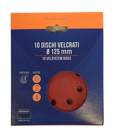 Ferramenta1.com | Disco abrasivo velcro 8 fori d 125 mm gr  80 cf 10 - CF 1