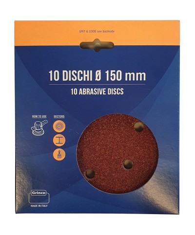 Ferramenta1.com | Disco abrasivo velcro 6 fori d 150 mm gr  80 cf 10 - CF 1