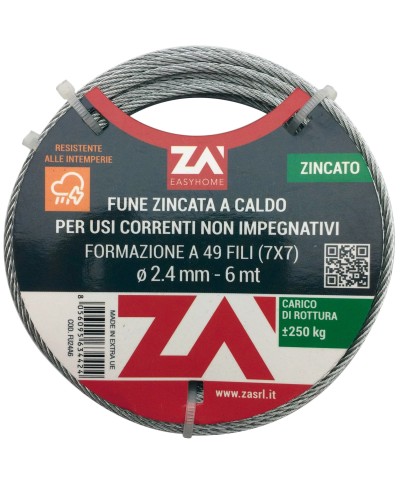 Ferramenta1.com | Fune acciaio zincato  7f d 0,9 mm  25 m - PZ 1