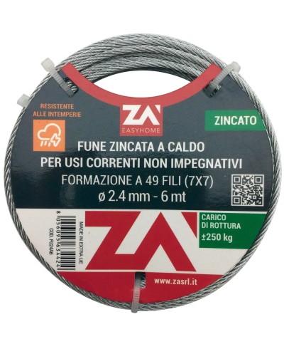Ferramenta1.com | Fune acciaio zincato 42f d 1,5 mm  25 m - PZ 1