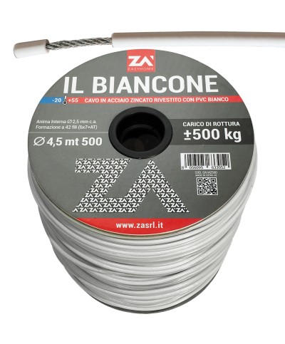 Ferramenta1.com | Filo stendibiancheria biancone acc zin d 4,5 mm - ML 500