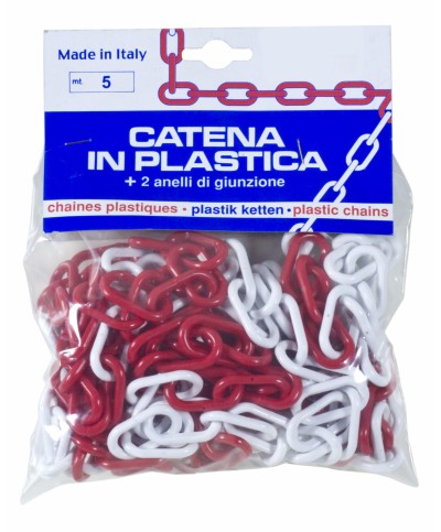Ferramenta1.com | Pl catena plastica bianco rosso d 8 mm da 5 m - PL 1