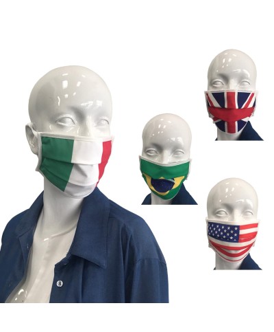 Ferramenta1.com | Mascherina in tnt lavabile bandiere assortite - PZ 50