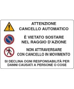 Ferramenta1.com | Targa segnaletica attenzione cancello automatico - PZ 10