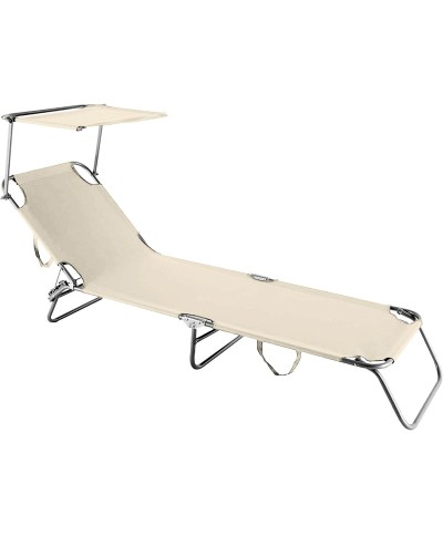 Ferramenta1.com | Lettino in acciaio rimini c/parasole ecru e - PZ 1