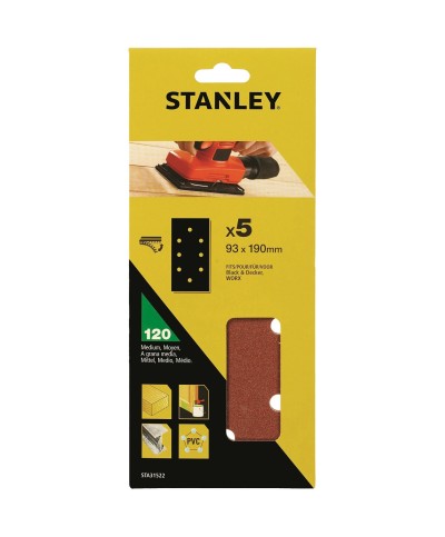 Ferramenta1.com | Piranha stanley sta31522 (x31522) 5 fogli vel. b+d 93x190 gr.120 - CF 1